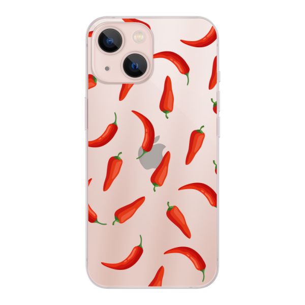 Funda iPhone 13 flexible transparente con Chiles Rojos - Patrón Transparente Chili Pepper