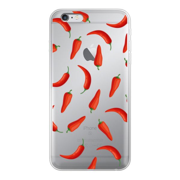 Funda iPhone 6 Plus flexible transparente con Chiles Rojos - Patrón Transparente Chili Pepper