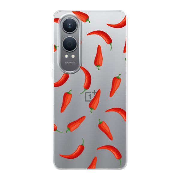 Funda OnePlus Nord CE 4 Lite flexible transparente con Chiles Rojos - Patrón Transparente Chili Pepper