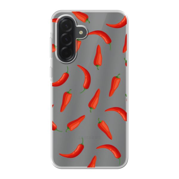 Funda Samsung Galaxy A36 flexible transparente con Chiles Rojos - Patrón Transparente Chili Pepper