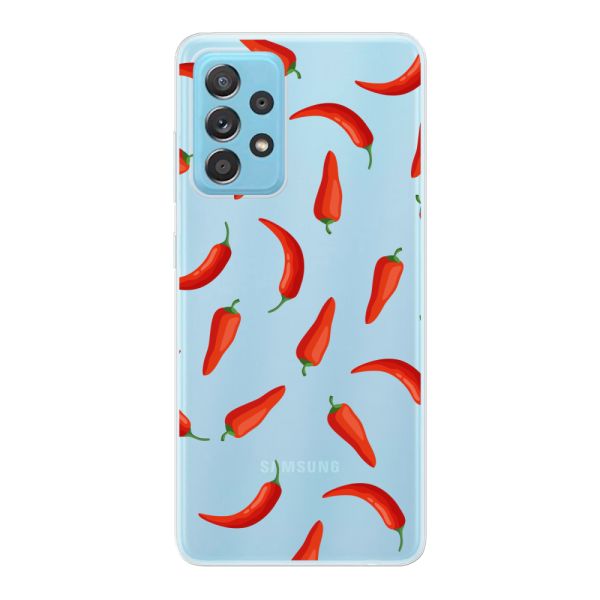 Funda Samsung Galaxy A73 5G flexible transparente con Chiles Rojos - Patrón Transparente Chili Pepper