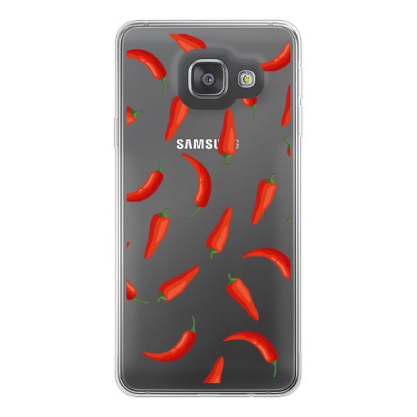 Funda Samsung Galaxy A3 (2016) flexible transparente con Chiles Rojos - Patrón Transparente Chili Pepper