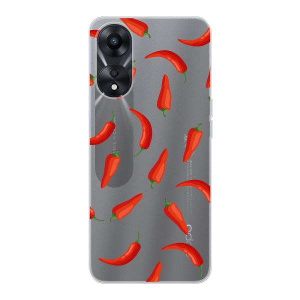 Coque Oppo A78 5G flexible transparente avec Piments Rouges - Motif Transparent Chili Pepper