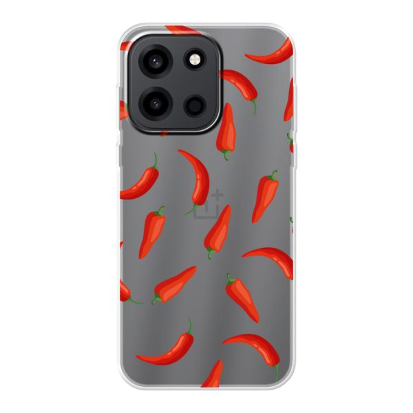 Transparente flexible OnePlus Turbo 6 5G Hülle mit Roten Chilis - Transparentes Chili Pepper Muster