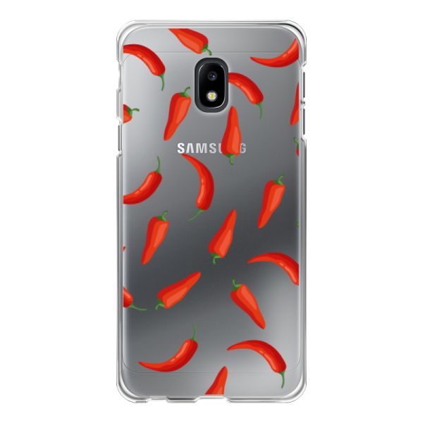 Funda Samsung Galaxy J3 (2017) flexible transparente con Chiles Rojos - Patrón Transparente Chili Pepper