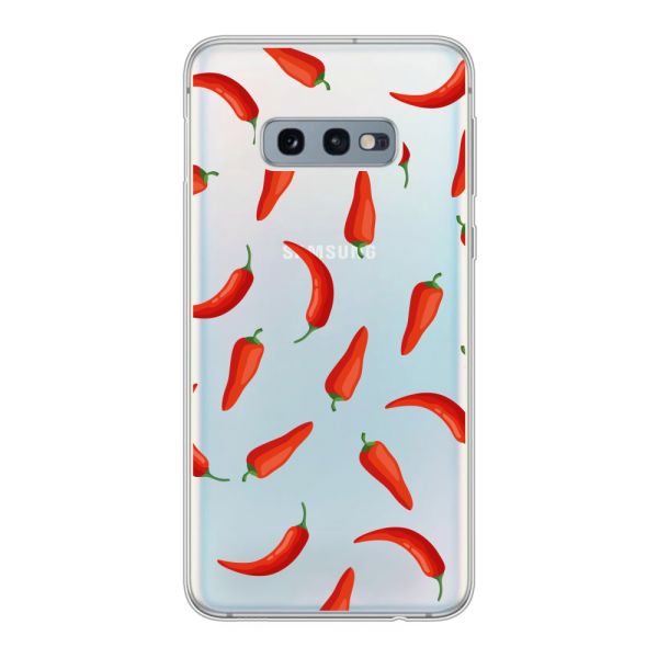Funda Samsung Galaxy S10e flexible transparente con Chiles Rojos - Patrón Transparente Chili Pepper