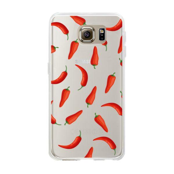 Funda Samsung Galaxy S6 flexible transparente con Chiles Rojos - Patrón Transparente Chili Pepper