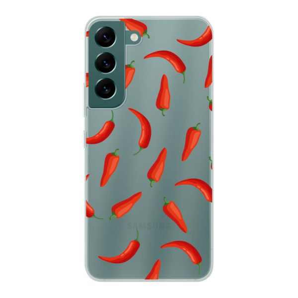 Funda Samsung Galaxy S22 flexible transparente con Chiles Rojos - Patrón Transparente Chili Pepper