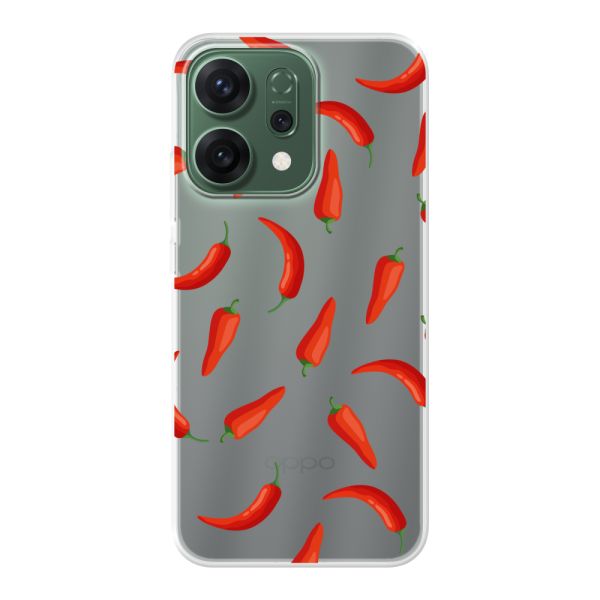 Funda Oppo Reno14 flexible transparente con Chiles Rojos - Patrón Transparente Chili Pepper