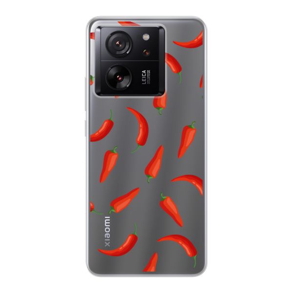 Funda Xiaomi 13T flexible transparente con Chiles Rojos - Patrón Transparente Chili Pepper