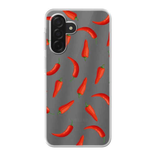 Transparant flexibel Samsung Galaxy A26 hoesje met Rode Pepers - Transparant Chili Pepper Patroon