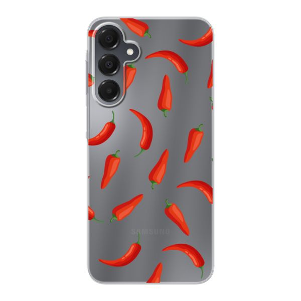 Funda Samsung Galaxy A16 flexible transparente con Chiles Rojos - Patrón Transparente Chili Pepper