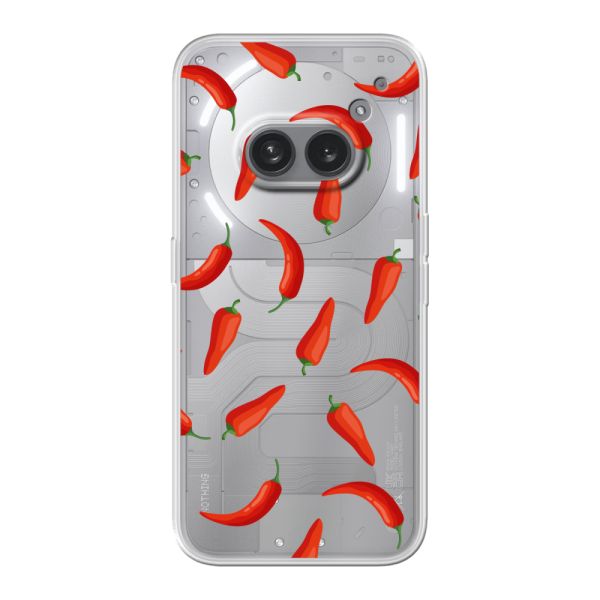 Transparant flexibel Nothing Phone (2a) Plus hoesje met Rode Pepers - Transparant Chili Pepper Patroon
