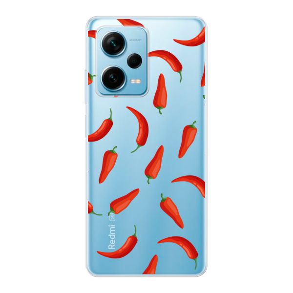 Funda Xiaomi Redmi Note 12 Pro Plus flexible transparente con Chiles Rojos - Patrón Transparente Chili Pepper