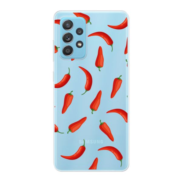 Transparant flexibel Samsung Galaxy A53 5G hoesje met Rode Pepers - Transparant Chili Pepper Patroon