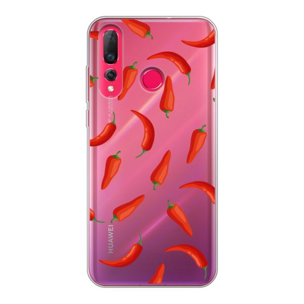 Funda Huawei P30 Lite flexible transparente con Chiles Rojos - Patrón Transparente Chili Pepper