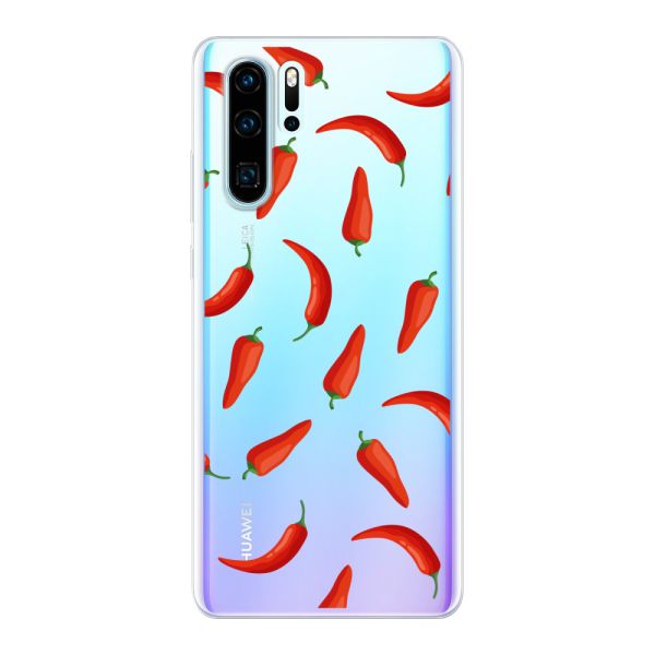 Funda Huawei P30 Pro flexible transparente con Chiles Rojos - Patrón Transparente Chili Pepper