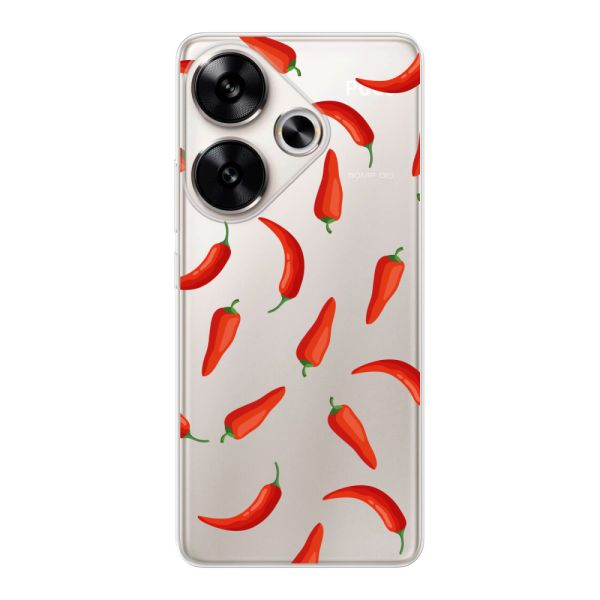 Funda Xiaomi Redmi Turbo 3 flexible transparente con Chiles Rojos - Patrón Transparente Chili Pepper