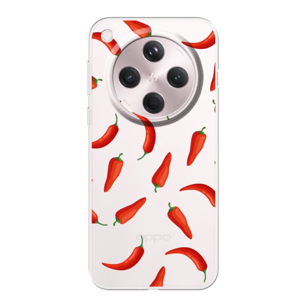 Funda Oppo Find X8 flexible transparente con Chiles Rojos - Patrón Transparente Chili Pepper