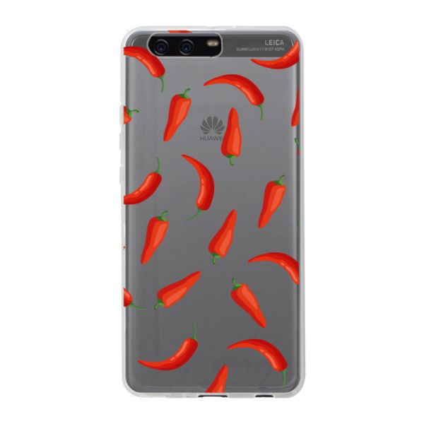 Funda Huawei P10 Plus flexible transparente con Chiles Rojos - Patrón Transparente Chili Pepper
