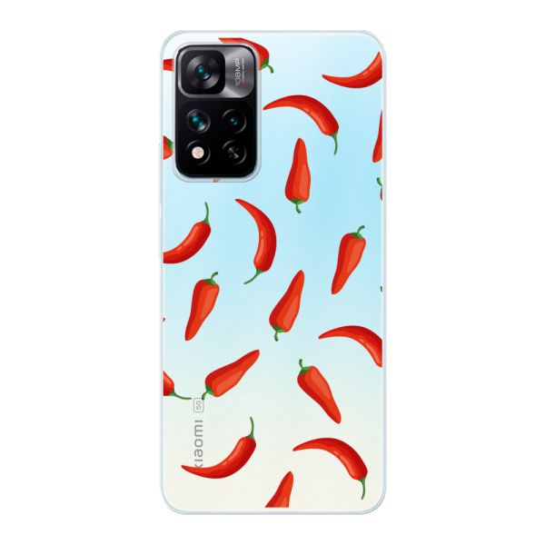 Funda Xiaomi 11i flexible transparente con Chiles Rojos - Patrón Transparente Chili Pepper