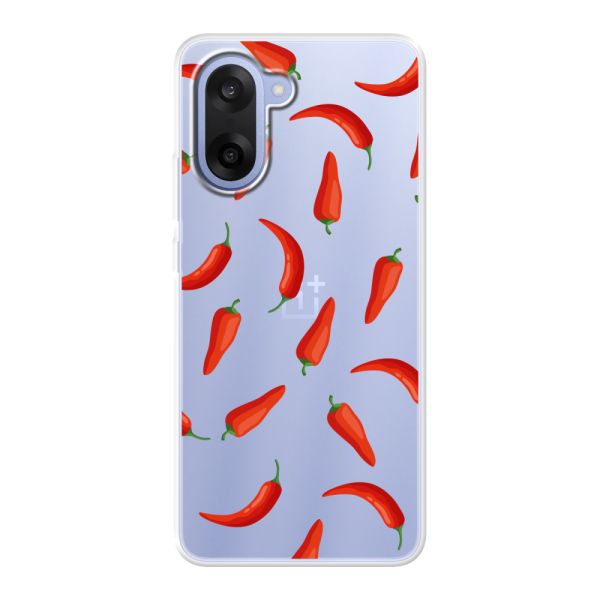 Funda OnePlus Nord CE5 flexible transparente con Chiles Rojos - Patrón Transparente Chili Pepper