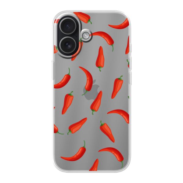 Funda iPhone 17 flexible transparente con Chiles Rojos - Patrón Transparente Chili Pepper