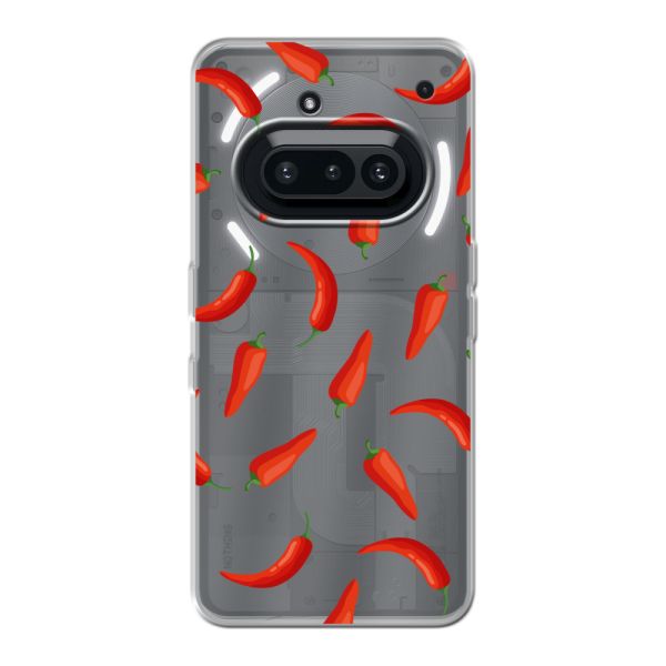 Transparant flexibel Nothing Phone (3a) hoesje met Rode Pepers - Transparant Chili Pepper Patroon