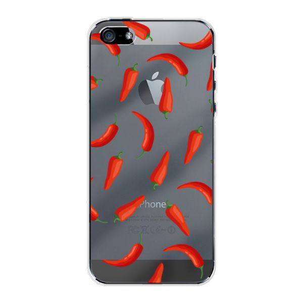 Funda iPhone 5 flexible transparente con Chiles Rojos - Patrón Transparente Chili Pepper