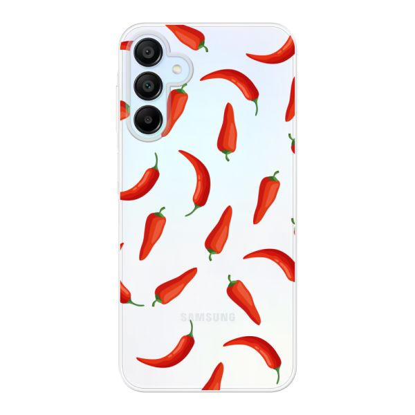 Funda Samsung Galaxy A15 flexible transparente con Chiles Rojos - Patrón Transparente Chili Pepper