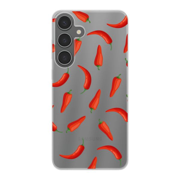 Coque Samsung Galaxy S24 Plus flexible transparente avec Piments Rouges - Motif Transparent Chili Pepper