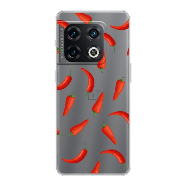 Funda OnePlus 10 Pro flexible transparente con Chiles Rojos - Patrón Transparente Chili Pepper