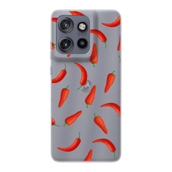 Funda Motorola ThinkPhone 25 flexible transparente con Chiles Rojos - Patrón Transparente Chili Pepper