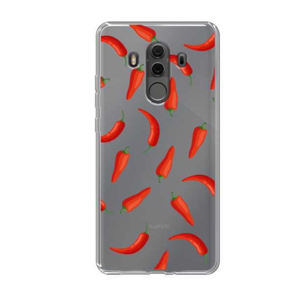 Funda Huawei Mate 10 Pro flexible transparente con Chiles Rojos - Patrón Transparente Chili Pepper