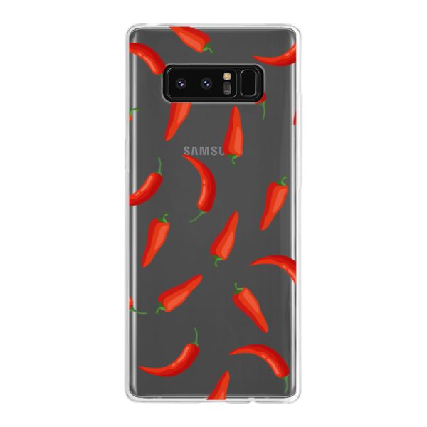 Funda Samsung Galaxy Note 8 flexible transparente con Chiles Rojos - Patrón Transparente Chili Pepper