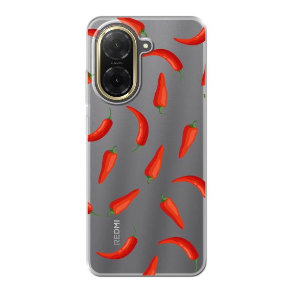 Funda Xiaomi Redmi A5 4G flexible transparente con Chiles Rojos - Patrón Transparente Chili Pepper
