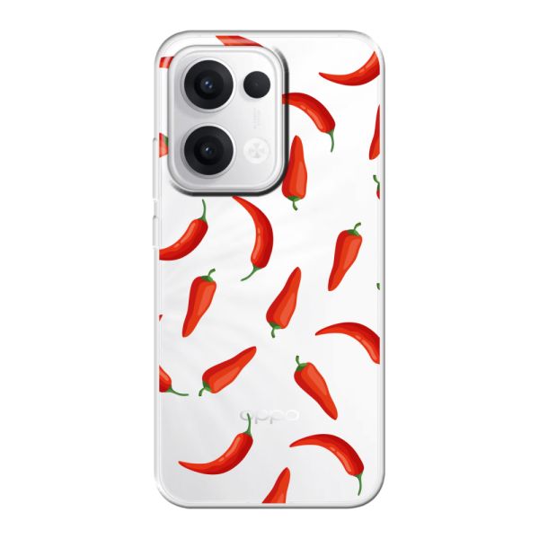 Funda Oppo Reno13 flexible transparente con Chiles Rojos - Patrón Transparente Chili Pepper