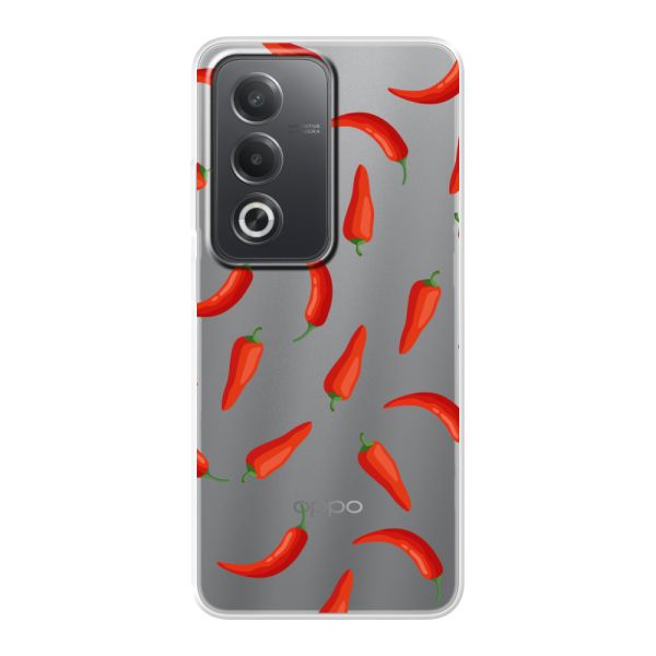 Funda Oppo A80 flexible transparente con Chiles Rojos - Patrón Transparente Chili Pepper