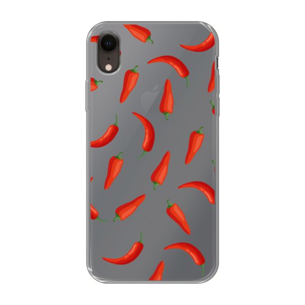 Funda iPhone Xr flexible transparente con Chiles Rojos - Patrón Transparente Chili Pepper
