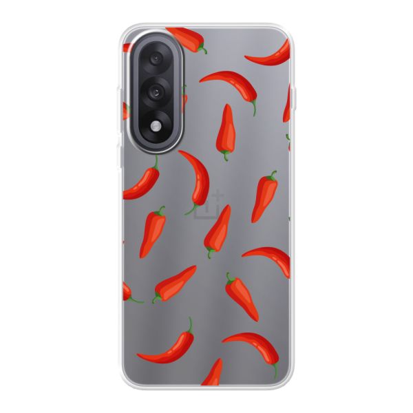 Funda OnePlus Nord 5 flexible transparente con Chiles Rojos - Patrón Transparente Chili Pepper