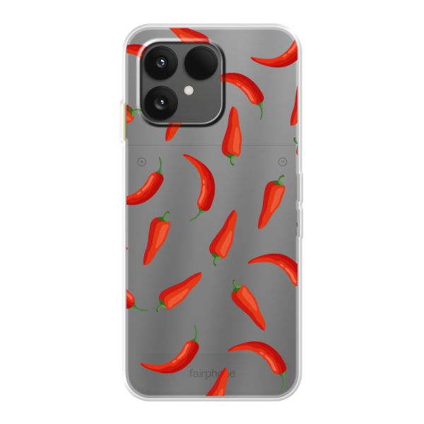Funda Fairphone 6 flexible transparente con Chiles Rojos - Patrón Transparente Chili Pepper