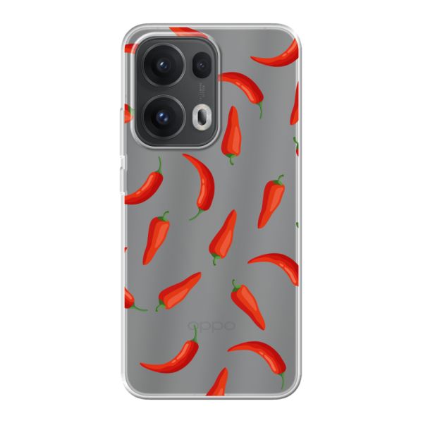 Funda Oppo Reno13 Pro flexible transparente con Chiles Rojos - Patrón Transparente Chili Pepper