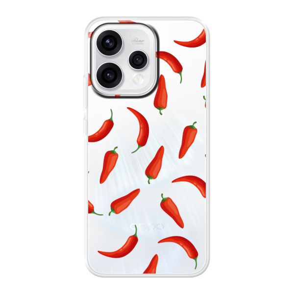 Funda Oppo Reno15 flexible transparente con Chiles Rojos - Patrón Transparente Chili Pepper