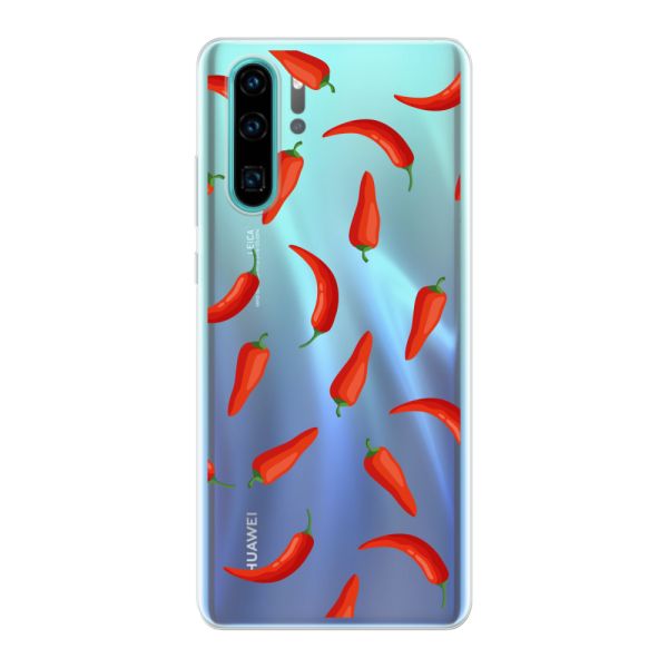 Funda Huawei P30 flexible transparente con Chiles Rojos - Patrón Transparente Chili Pepper