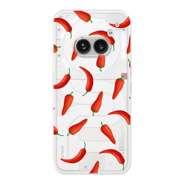 Transparant flexibel Nothing Phone (2a) hoesje met Rode Pepers - Transparant Chili Pepper Patroon