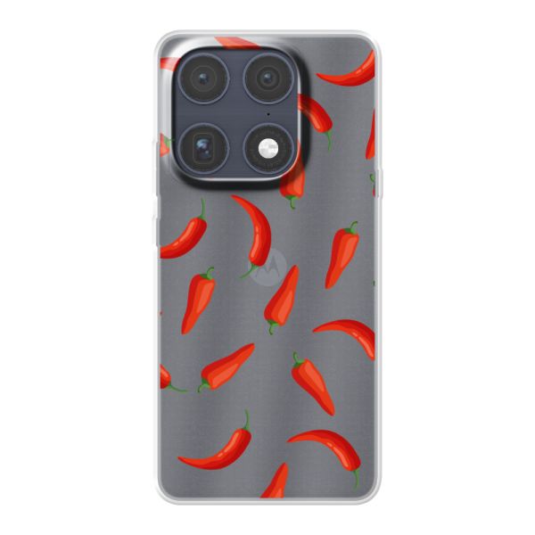 Funda Motorola Signature flexible transparente con Chiles Rojos - Patrón Transparente Chili Pepper