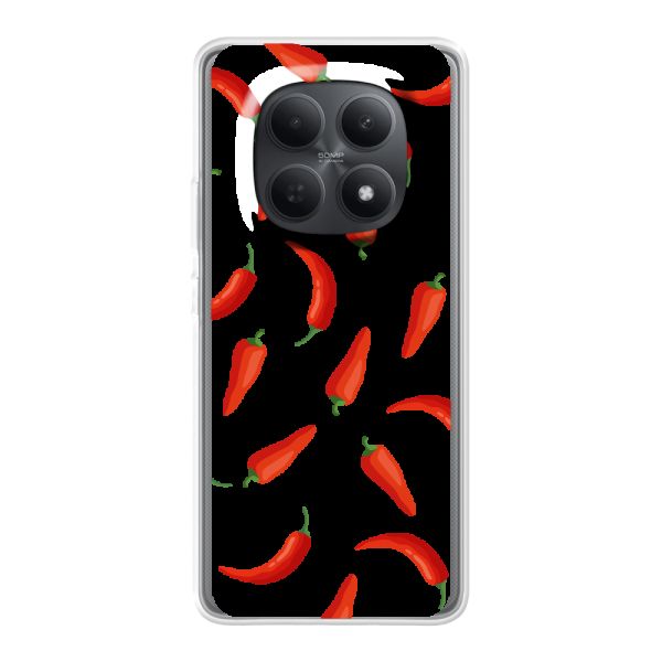 Funda Xiaomi Redmi Note 15 flexible transparente con Chiles Rojos - Patrón Transparente Chili Pepper
