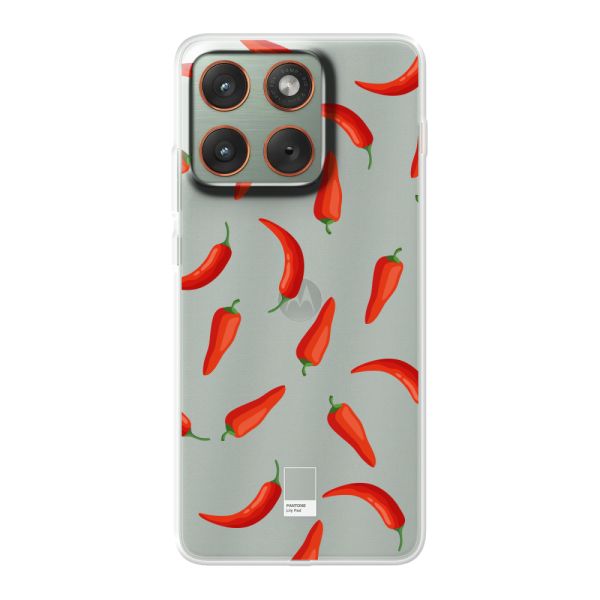 Funda Motorola Edge 70 flexible transparente con Chiles Rojos - Patrón Transparente Chili Pepper