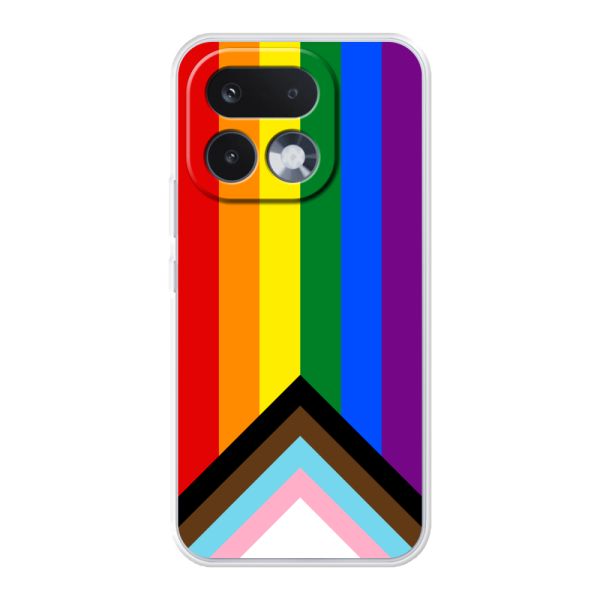 Transparant flexibel Realme 16 Pro hoesje met Regenboog Vlag - Progress Pride Vlag