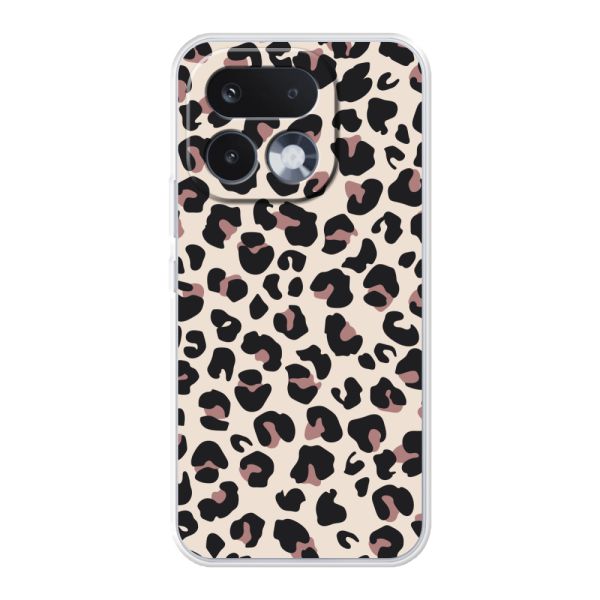Transparant flexibel Realme 16 Pro hoesje met Panter Print - Beige Luipaardprint